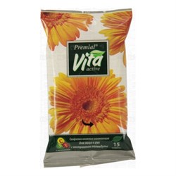 Premial Vita Active Влажные салфетки освежающие с экстрактом календулы 15 шт - фото 10560