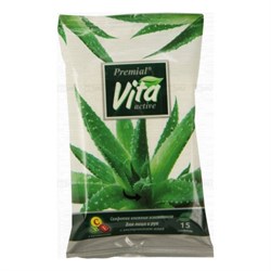Premial Vita Active Влажные салфетки освежающие с экстрактом алоэ 15 шт - фото 10561