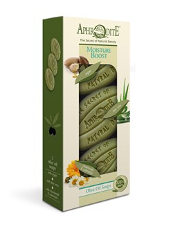 Aphrodite Набор мыла оливкового Интенсивное увлажнение. 3 куска: с арганой с алоэ вера с ромашкой и календулой  255 гр - фото 13878
