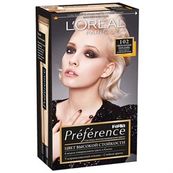 L’Oreal Краска для волос Preference Feria 102 Сверкающие переливы светло-светло русый жемчужный - фото 8889